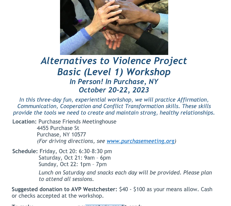 Alternatives to Violence Project (AVP) Basic Workshop Day 3